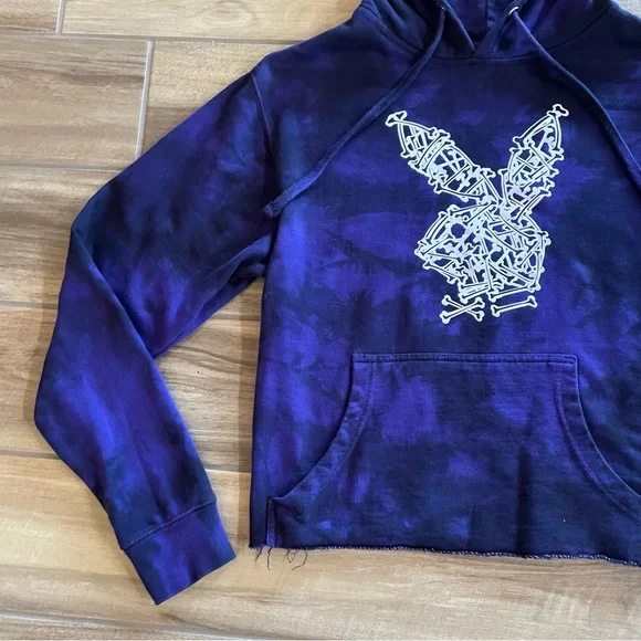 PLAYBOY Skeleton Rabbit Head Crop Hoodie Sz SMALL - Picture 5 of 10